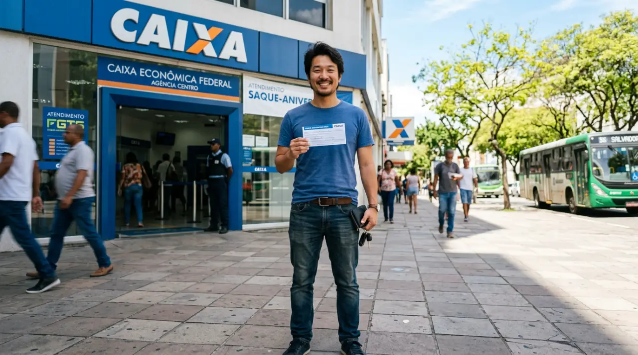 trabalhador consultando saque aniversário do FGTS