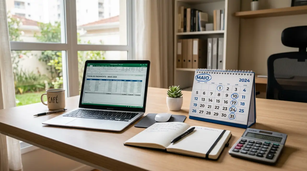 calendário marcando o 5 dia útil para pagamento de salário