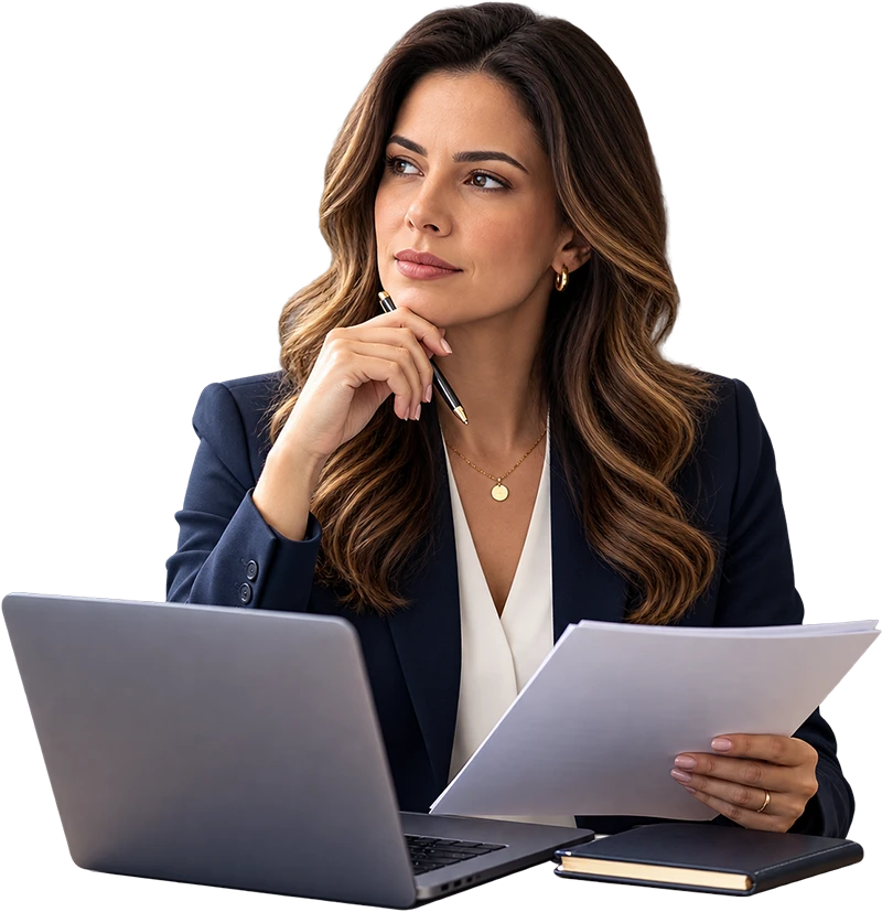 Contadora analisando a implementação da Reforma Tributária
